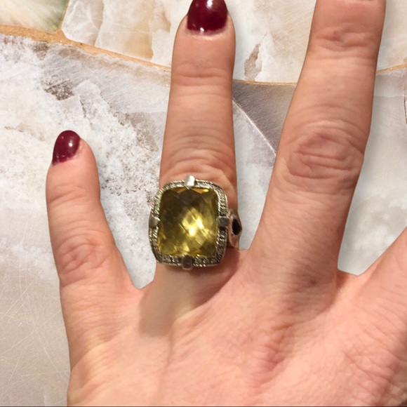 Diamond + Lemon Quartz Ring - Picture 3 of 7